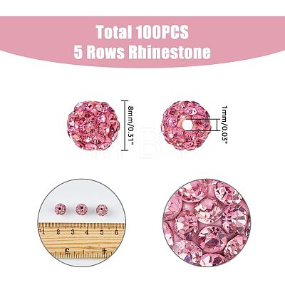 100Pcs Polymer Clay Rhinestone Beads RB-HY0001-01-1