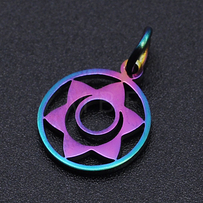 Chakra Theme Ion Plating(IP) 201 Stainless Steel Charms STAS-T054-JN403Q-7-1