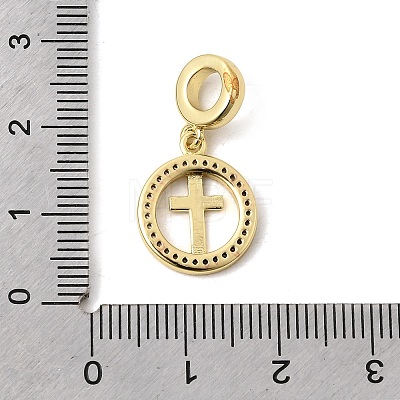 Brass Pave Clear Cubic Zirconia European Dangle Charms KK-A296-12B-G-1