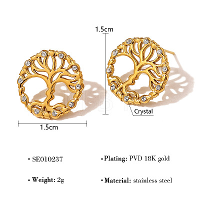 304 Stainless Steel Rhinestone Stud Earrings WGBC621-01-1