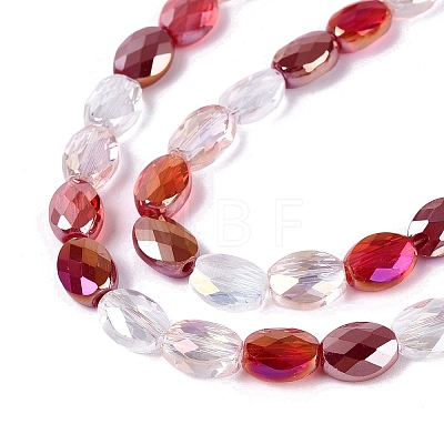 Electroplate Imitation Jade & Opaque & Transparent Glass Beads Strands EGLA-Q135-6x8MM-01A-1