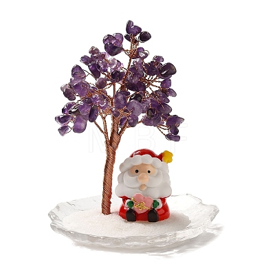 Christmas Natural Amethyst Chips Tree Decorations DJEW-K028-02D-1