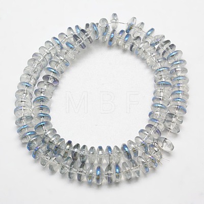 Half Blue Plated Crystal Glass Beads Strands X-EGLA-F025-B01-1