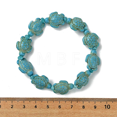 Synthetic Turquoise Beaded Stretch Bracelets for Women BJEW-JB13597-03-1