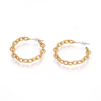Semicircular Brass Cable Chain Stud Earrings EJEW-E196-11MG-1