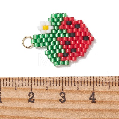 Fruit Theme Glass Seed Beaded Pendants PALLOY-MZ01357-03-1