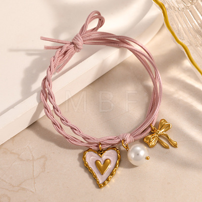 304 Stainless Steel Enamel & Resin Charms Bracelets BJEW-B170-01G-02-1