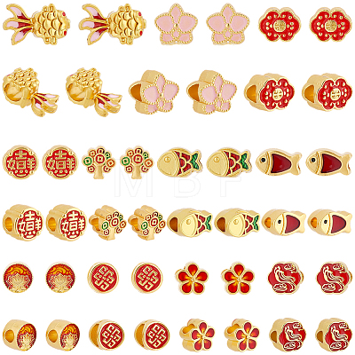 44Pcs 11 Styles Alloy Enamel European Beads ENAM-PA0001-02-1