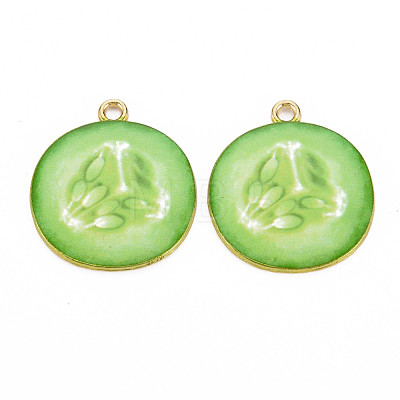 Light Gold Alloy Enamel Pendants ENAM-S126-120-1