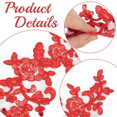 2Pairs Leaves Polyester Embroidery Ornaments Accessories DIY-GF0014-46E-1