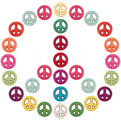 100Pcs Peace Sign Synthetic Turquoise Beads DIY-SC0015-52-1