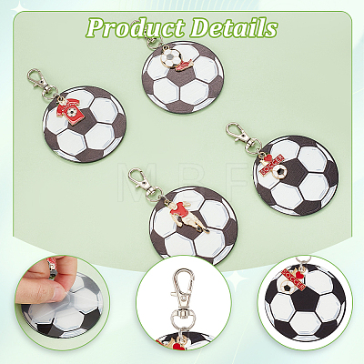 Football Theme Printed Acrylic & Alloy Enamel Pendant Keychain KEYC-AB00046-1