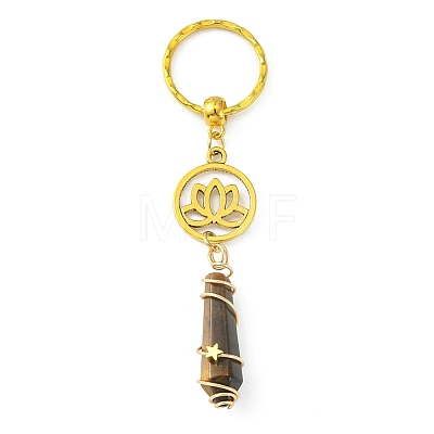 Wire Wrapped Bullet Natural Gemstone Keychains KEYC-JKC00495-1