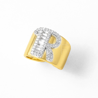 Brass Micro Pave Clear Cubic Zirconia Cuff Open Rings FS-WGA5D1D-18-1