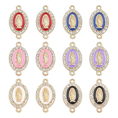 12Pcs 6 Colors Religion Alloy Enamel Connector Charms FIND-YW0012-24-1