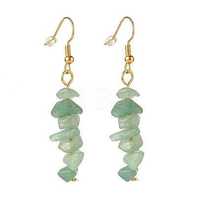 Natural Green Aventurine Chip Beaded Dangle Earrings EJEW-JE04788-01-1