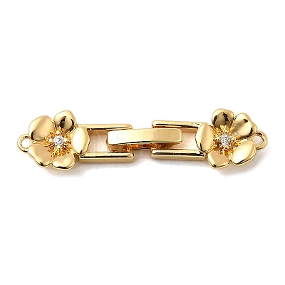 Brass Micro Pave Clear Cubic Zirconia Fold Over Clasps KK-C075-32G-1