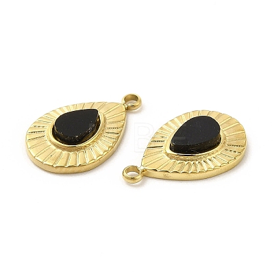 Natural Black Onyx(Dyed & Heated) Teardrop Charms STAS-J401-VC666-1