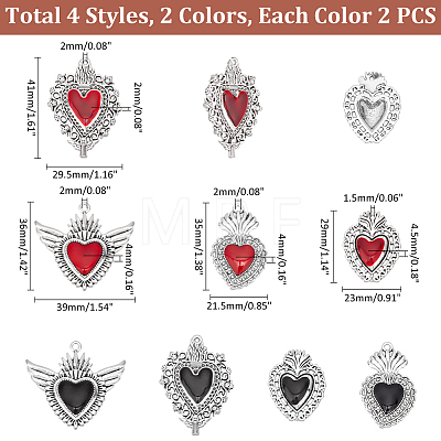16Pcs 8 Styles Gothic Themed Alloy Pendants ENAM-UN0001-09-1