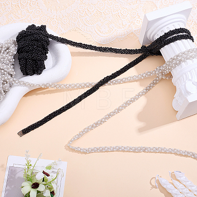 Grenadine & Plastic Pearl Ribbon OCOR-WH0105-170A-1
