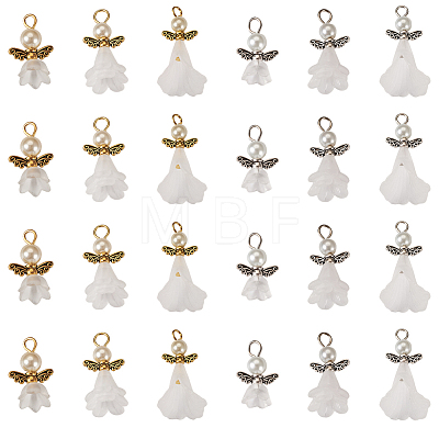  30Pcs 6 Styles Angel Frosted Acrylic Pendants FIND-TA0002-86-1