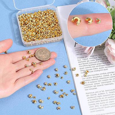 SOFPLATE 600Pcs 3 Styles Brass Crimp Beads Covers KK-SP0001-91B-1