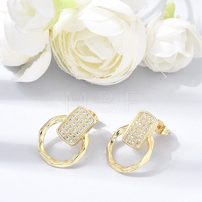 Brass Micro Pave Cubic Zirconia Stud Earrings KK-CBA5B62-03B-G-1