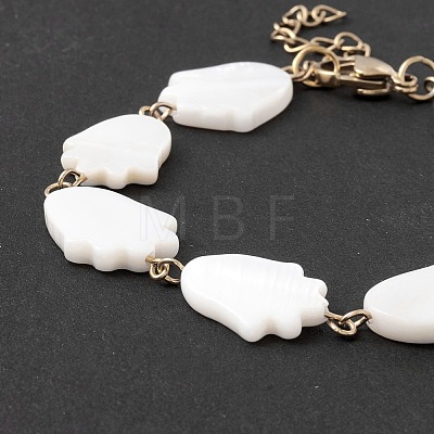 Natural Shell Link Chain Bracelet BJEW-C015-05G-1