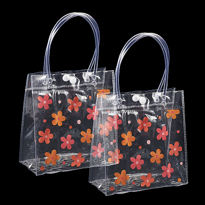 Rectangle Transparent Printed PVC Plastic Gift Tote Bags ABAG-TADJ0002-002B-1