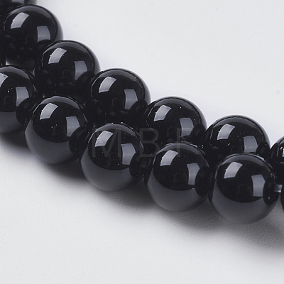 Natural Black Onyx Beads Strands G-G591-6mm-06-1