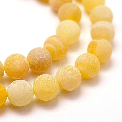 Frosted Natural Agate Beads Strands G-F367-8mm-11-1