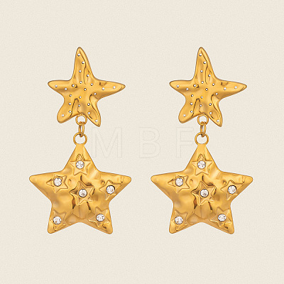 304 Stainless Steel Cubic Zirconia Dangle Stud Earrings WG7D1EF-01-1