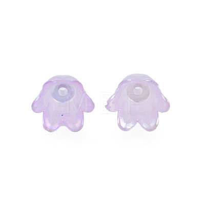 6-Petal Imitation Jelly Acrylic Bead Caps JACR-T002-02B-1
