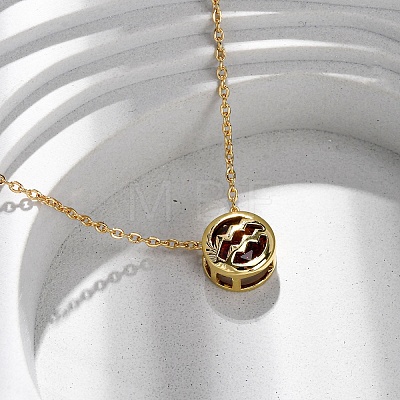 Brass Pave Cubic Zirconia Birth Stone Constellation Pendant Cable Chain Necklaces NJEW-D334-01G-02-1