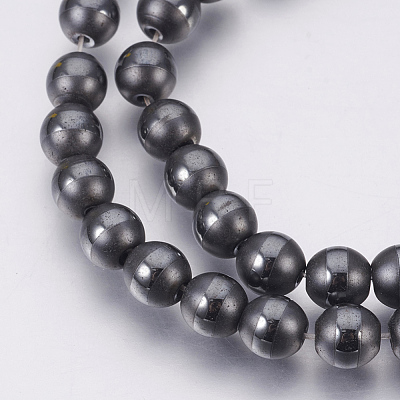 Electroplate Non-Magnetic Synthetic Hematite Beads Strands G-F585-C-6mm-1