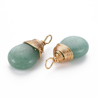 Natural Green Aventurine Pendants G-S359-294B-1