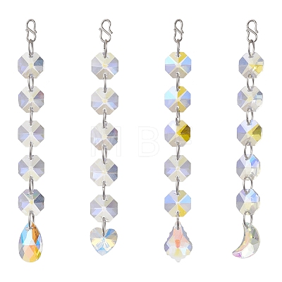 Christmas Glass Octagon Beads Hanging Suncatchers HJEW-JM02269-1