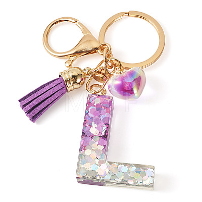Alloy Resin Heart Keychains KEYC-TADJ0002-01G-L-1