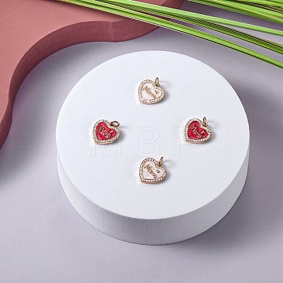 4Pcs 2 Colors Mother's Day Theme Real 18K Gold Plated Brass Micro Pave Clear Cubic Zirconia Enamel Charms ZIRC-SZ0001-38-1