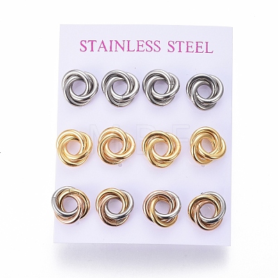 304 Stainless Steel Stud Earrings EJEW-L241-02B-1