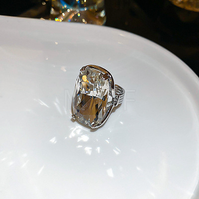 Brass with Crystal Rhinestone Cuff Open Rings FS-WG214C1-01-1