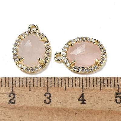 Natural Rose Quartz Faceted Oval Pendants G-I375-02G-10-1