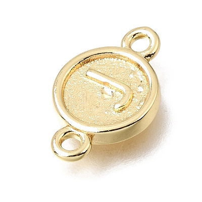Brass Disc with Initial Links Connector Charms KK-E802-36G-J-1