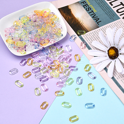 600Pcs 6 Colors Transparent Acrylic Linking Rings TACR-CJ0001-35-1