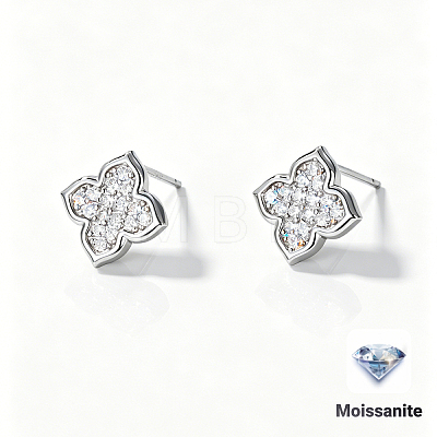 925 Sterling Silver Pave Moissanite Stud Earrings for Women NZ9775-1