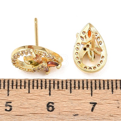 Brass Micro Pave Cubic Zirconia Stud Earrings EJEW-F400-02E-G-1