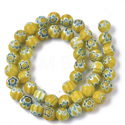 Handmade Millefiori Lampwork Beads Strands LAMP-R143-01G-1