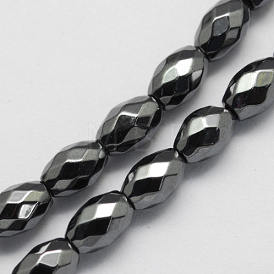 Non-magnetic Synthetic Hematite Beads Strands G-Q907-9x6mm-1