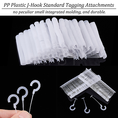  1500Pcs 3 Styles PP Plastic J-Hook Standard Tagging Attachments FIND-NB0002-92-1