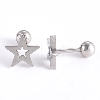 201 Stainless Steel Barbell Cartilage Earrings EJEW-R147-09-1